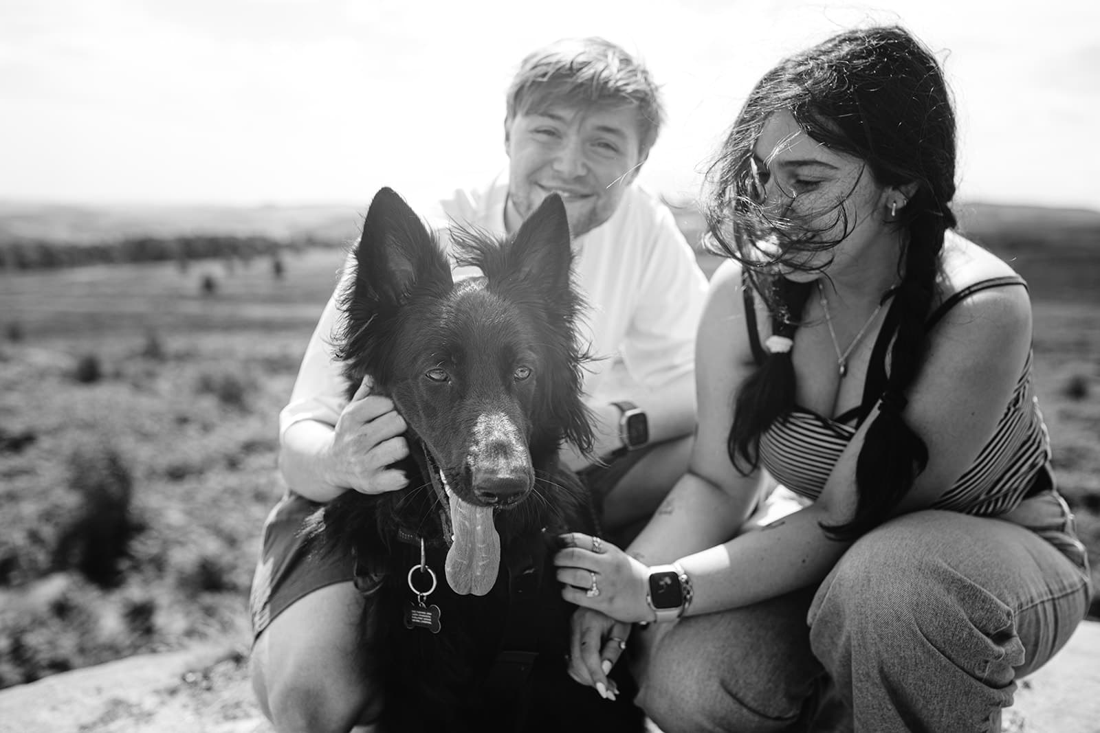 Josh and Ezgi with Shelby during their engagement photo shoot